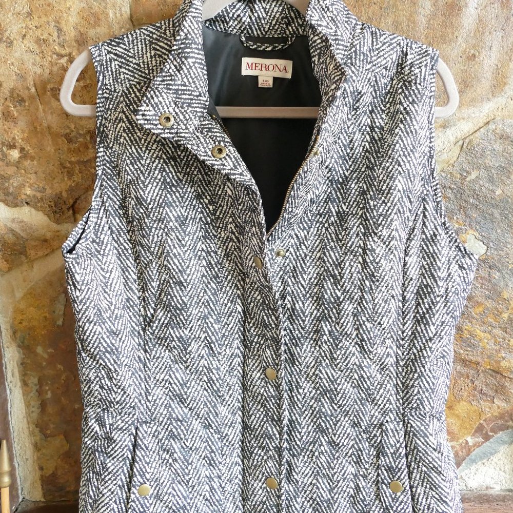 Merona vest - great for fall in black & white!